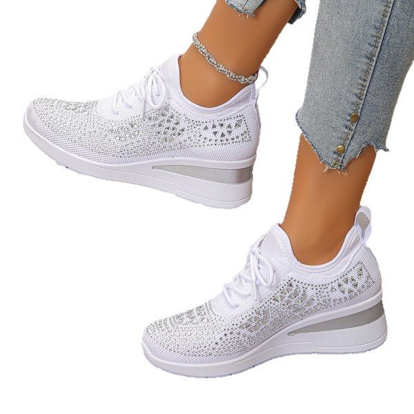Rhinestone Lace-Up Women's Casual Shoes Low-Top Sports Fashion Style Foreign Trade Wholesale Daily Commuting Suitable for Comfort