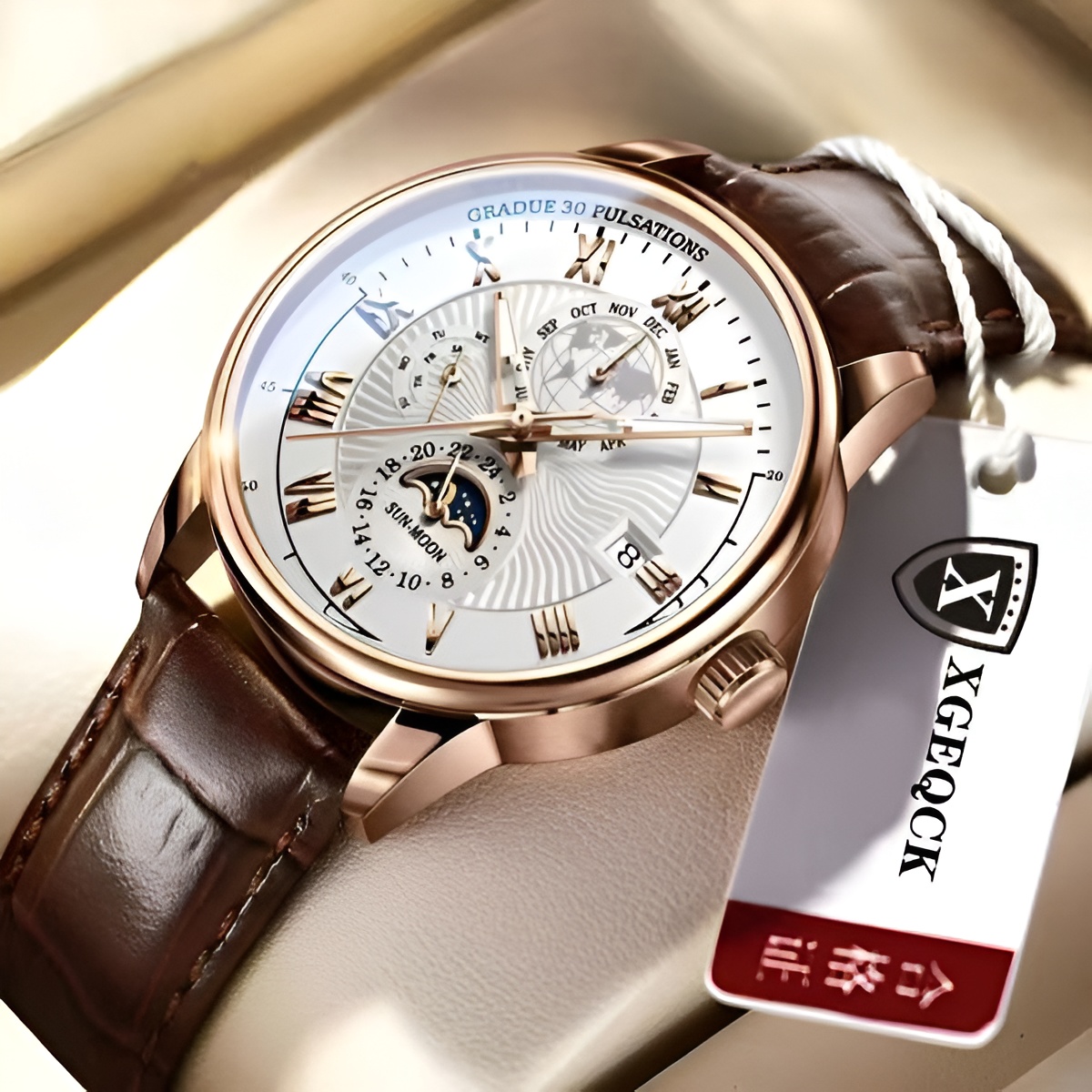 Men's Watch Business High-End Handsome Non-Mechanical Calendar Belt Cool High-End Boys Quartz Watch