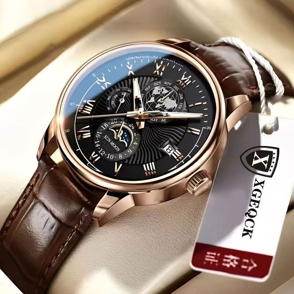 Men's Watch Business High-End Handsome Non-Mechanical Calendar Belt Cool High-End Boys Quartz Watch