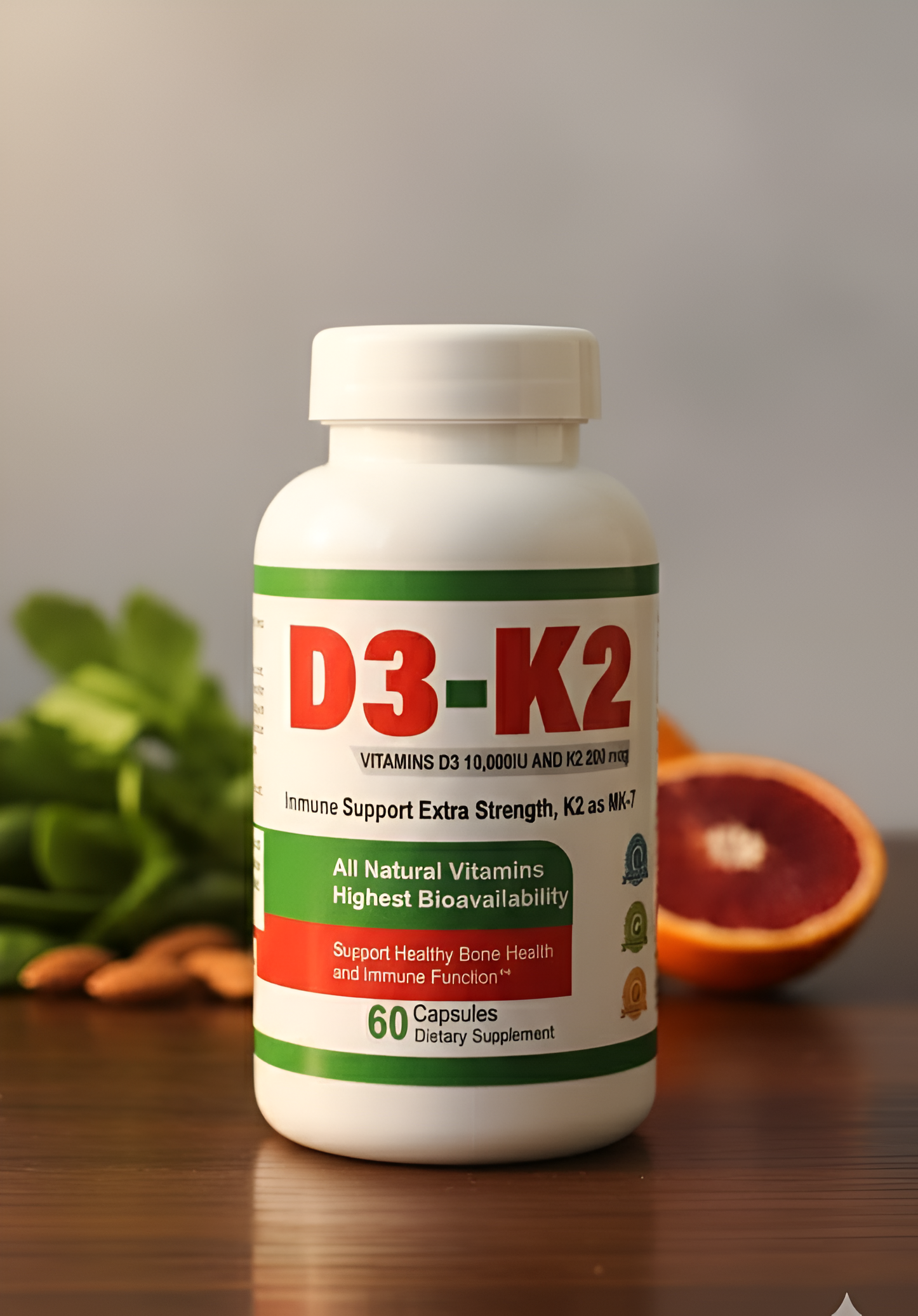 D3-K2 VITAMINS D3 10,000IU AND K2 200 mcg 30pis